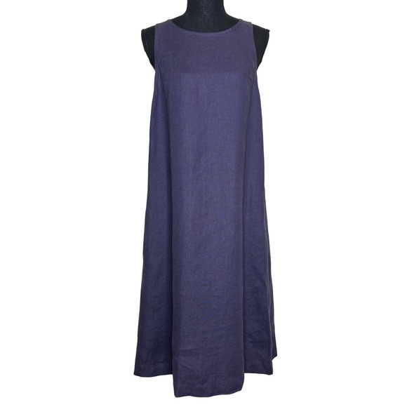 not PERFECT LINEN Dresses & Skirts - Not Perfect Linen Sleeveless Lagenlook Midi Shift Dress with Pockets S
